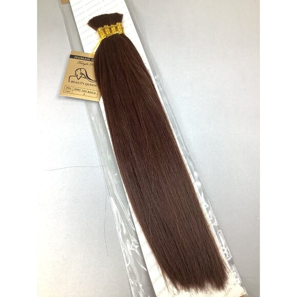 16” 100% Human Hair #4 Dark Brown Straight Yaki Bulk Micro Braid Braiding Hair - Picture 2 of 4
